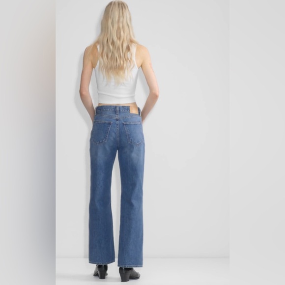 NWOT The Farrah Wide Leg Denim Forum button fly high rise blue denim jeans - Picture 2 of 14